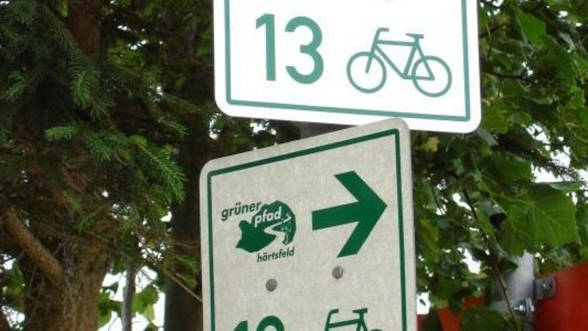 Grüne Pfad Wegeschilder